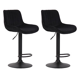 Non Lot de 2 tabourets de bar Lentini velours noir 