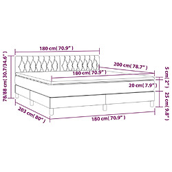 Acheter vidaXL Sommier à lattes de lit matelas et LED Marron foncé 180x200 cm