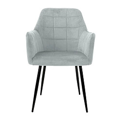 Ecd Germany Lot de 8 chaises de salle à manger fauteuil gris clair velours pieds noir métal