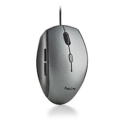 NGS MOTH GRAY: Souris ergonomique avec boutons silencieux. Droiters. DPI: 800/1200/1600. Gris.