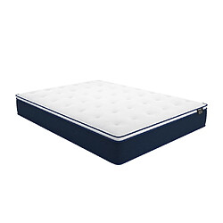 Vente-Unique Ensemble 140 x 190 cm sommier coffre blanc + matelas ressorts ensachés et surmatelas intégré ép.24cm - ALTIER de YSMÉE