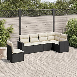 vidaXL Salon de jardin 6 pcs avec coussins noir résine tressée