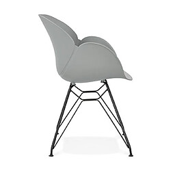 Avis Mes Lot de 2 fauteuils design gris piétement métal noir- UMILA