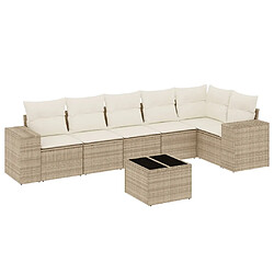 vidaXL Salon de jardin avec coussins 7 pcs beige résine tressée