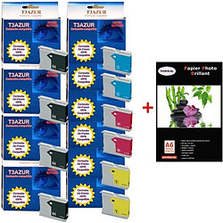 T3AZUR - Lot de 10 Cartouches compatibles Brother DCP540CN / DCP560CN / DCP680CN + 20F PPA6 