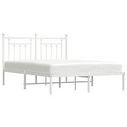 Acheter Maison Chic Lit adulte 140x200cm- Cadre de lit métal avec tête de lit pour chambre blanc -MN73773