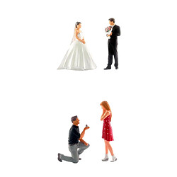 Modèles miniatures People Doll S Scale 4x 1:64 Modèle Personnages Minuscule Poupée de Mariage En Résine Table de Sable Diorama