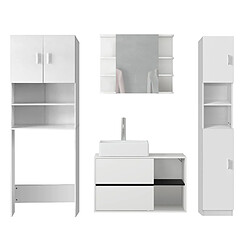 ML-Design Ensemble de 4 meubles de salle de bain armoire murale haute blanc commode en MDF 