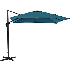 ALIZÉ Parasol déporté carré en aluminium 3x3m Roma bleu.