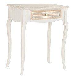 Pegane Console / Table console en MDF coloris blanc/naturel avec 1 tiroir - Longueur 60 x Profondeur 40 x Hauteur 72.5 cm