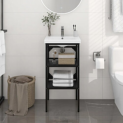 vidaXL Cadre de lavabo de salle de bain Noir 40x38x83 cm Fer