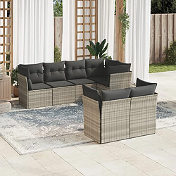 vidaXL Salon de jardin avec coussins 7 pcs gris clair résine tressée 