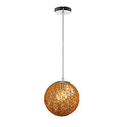 STOEX Rétro Suspension Luminaire en Rotin Globe Rond 20cm, Lustre Abat-jour DIY Lampe Plafond E27 pour Salon Restaurant Centre commercial Bar ( Marron clair )