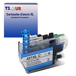 T3AZUR- Cartouche compatible avec Brother LC421 XL pour Brother DCP-J1050DW, DCP-J1140DW, DCP-J114DW, DCP-J1800DW Cyan