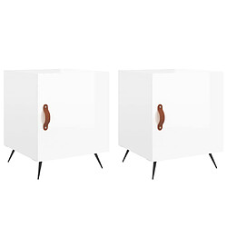 vidaXL Tables de chevet 2 pcs blanc brillant 40x40x50 cm