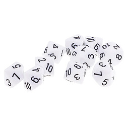 10pcs 10 Faces Dés D10 Dés Polyédriques Pour Les Jeux De Donjons Et Dragons Blanc