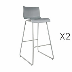 Mes Lot de 2 chaises de bar H76 cm grises