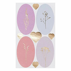 Rico Stickers ovales aux motifs floraux Pastel - 36 pièces 