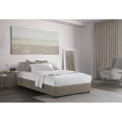 Autrement Lit queen size Talamo Italia Silvia avec conteneur, Made in Italy, en tissu amovible, 120x190 cm, avec ouverture frontale, Taupe, avec matelas inclus.