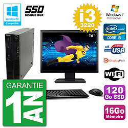 PC Lenovo M82 SFF Ecran 19" i3-3220 RAM 16Go SSD 120Go Graveur DVD Wifi W7 - Occasion