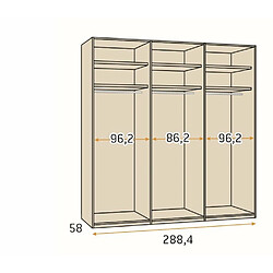 Avis Inside 75 Armoire blanche 288,4 x 60 x 240 cm structure standard 6 portes kubica