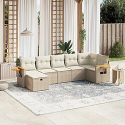 Maison Chic Salon de jardin avec coussins 7 pcs, Ensemble Tables et chaises de jardin, beige résine tressée -GKD205332