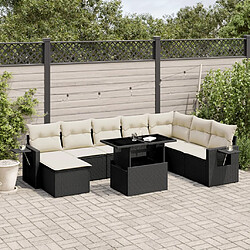 vidaXL Salon de jardin 8 pcs avec coussins noir résine tressée