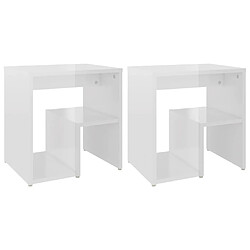 Maison Chic Lot de 2 Tables de chevet,Table de nuit,Table d'appoint pour salon Blanc brillant 40x30x40 cm Aggloméré -MN68402