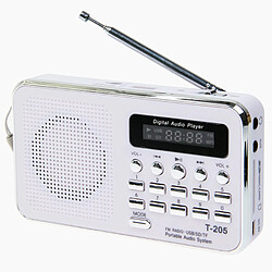 Universal Vente chaude T205 FM Radio Portable HiFi Haut-parleur Multimédia Numérique MP3 Musique Haut-parleur Blanc Camping Outdoor Sports | Radio(blanche) 