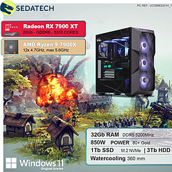 Sedatech PC Gamer Pro • AMD Ryzen 9 7900X • RX 7900 XT • 32Go DDR5 • 1To SSD M.2 • 3To HDD • Windows 11