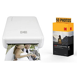 KODAK Pack Imprimante Photo Printer PM220 et cartouche MSC50 - Photos 5.4 * 8.6 cm, WIFI, Compatible avec iOS et Android - Blanc - BLANC 