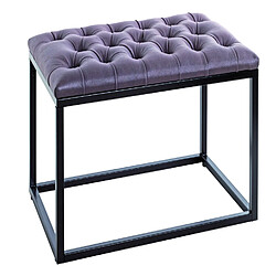 Avis Pegane Tabouret en métal coloris noir et tissu anthracite - Longueur 60 x Profondeur 40 x Hauteur 45 cm