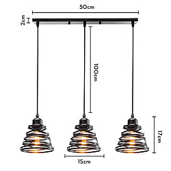 Stoex Plafonnier Rétro Moderne 3 Lumières Lustre D'Intérieur Suspension Luminaire Vintage Suspension Lustre en Métal Noir, Pour Chambre À Coucher, Salon pas cher