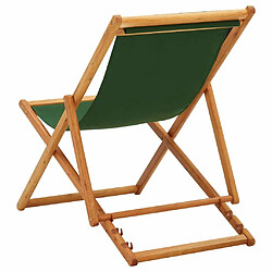 Acheter Maison Chic Chaise pliable de plage pour relaxbois d'eucalyptus et tissu vert -GKD88057