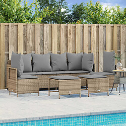 vidaXL Salon de jardin avec coussins 5 pcs beige résine tressée