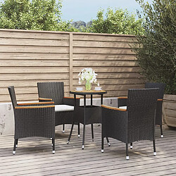 vidaXL Ensemble de bistro de jardin 5 pcs coussins noir poly rotin 