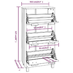 vidaXL Armoire à chaussures HAMAR Blanc 59,5x35x117 cm Bois de pin pas cher