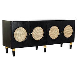 Pegane Commode en bois noir avec 4 portes - Largeur 150 x Hauteur 65 x Profondeur 40cm