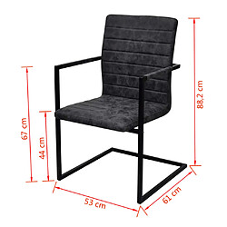 vidaXL Chaises à manger cantilever lot de 2 noir similicuir pas cher