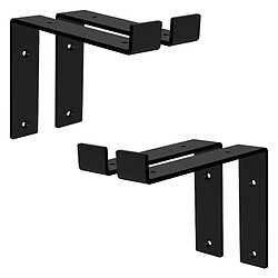 Lot de 4 Supports d'Étagère ML-Design 20x4x14,5 cm, en Métal, Noir, Style Industriel 