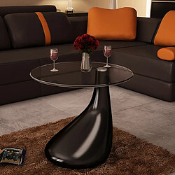 vidaXL Table basse avec dessus de table en verre rond Noir brillant