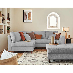 Lisa Design Rune - canapé d'angle gauche - 4 places - avec pouf d'appoint - en tissu bouclette Rune - canapé d'angle gauche - 4 places - avec pouf d'appoint - en tissu bouclette - Gris