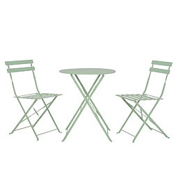 Avril Paris Table et chaises pliantes bistrot balcon terrasse- 2 places - Vert - FLORE