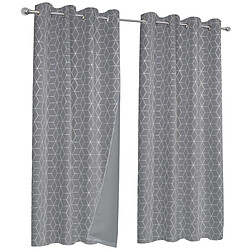 Idmarket Rideaux gris motif géo X2