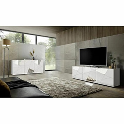 Tbs Ensemble Sejour : Buffet 3P 181 cm + Meuble TV 181 cm - Victory - Blanc laqué 