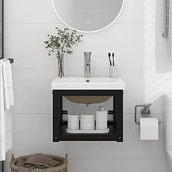 vidaXL Cadre de lavabo de salle de bain vasque à encastrer Noir Fer