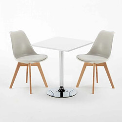 Avis Ahd Amazing Home Design Table Carrée Blanche 70x70cm et 2 Chaises Colorées Set Intérieur Bar Café Nordica Cocktail