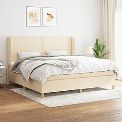 Maison Chic Structures de lit + matelas,Lit à sommier tapissier avec matelas Crème 200x200 cm Tissu -MN43692