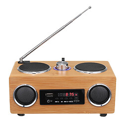 Universal Vintage Vintage Radio Subwoofer FM Radio Bamboo Multimédia Haut-parleur Classique Récepteur USB avec lecteur MP3 Télécommande(brun) 