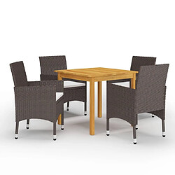 Maison Chic Ensemble de salle à manger de jardin 5 pcs,Table et chaises d'extérieur Marron -GKD559487